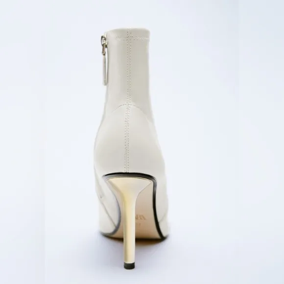 NWT ZARA METALLIC HEELED ANKLE BOOTS