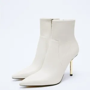 NWT ZARA METALLIC HEELED ANKLE BOOTS