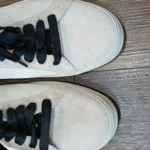 Off-White Black and Cream Sneakers with Textured Fabric