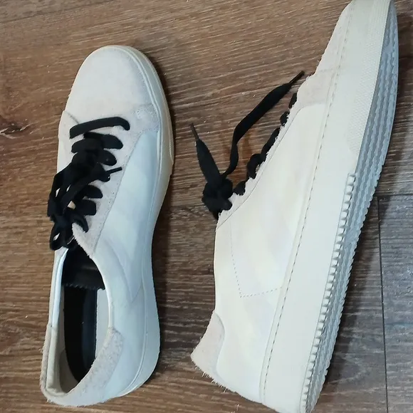Off-White Black and Cream Sneakers with Textured Fabric