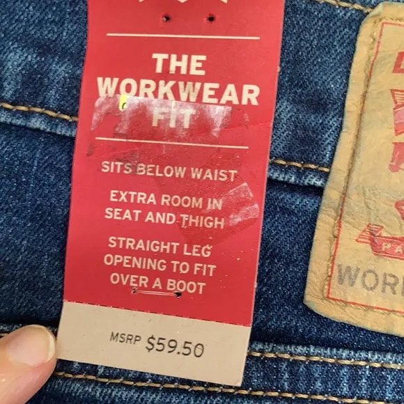 Offer$40 Levi’s workwear jean straight leg opening to fit over a boot 36 x 36