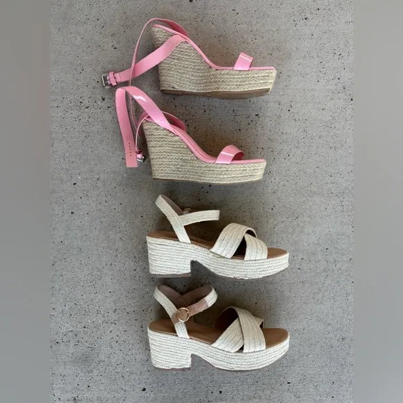 Old Navy Espadrille Cross Strap Platforms and Bamboo Wedges from Fashion Nova