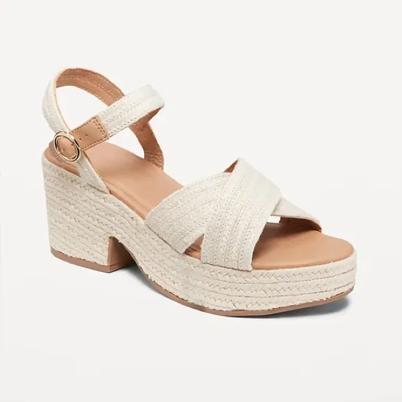 Old Navy Espadrille Cross Strap Platforms and Bamboo Wedges from Fashion Nova