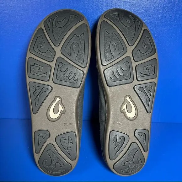 OluKai Mens Nohea Twill Black Slip On Shoes 9