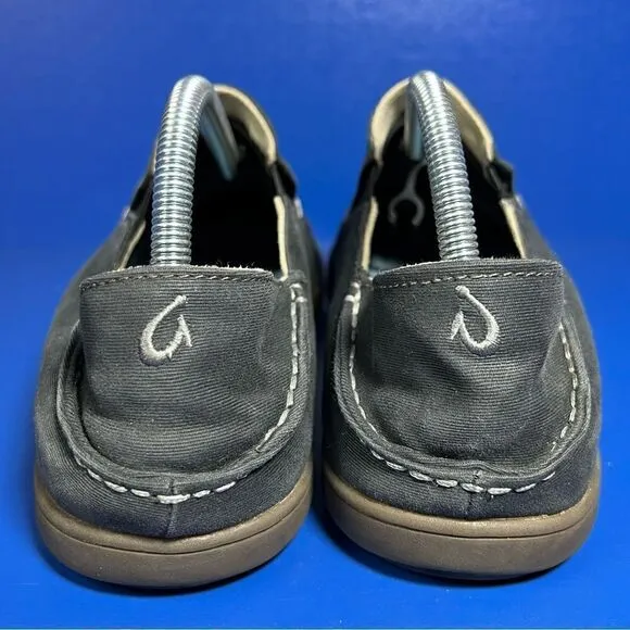 OluKai Mens Nohea Twill Black Slip On Shoes 9
