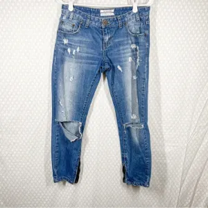 One Teaspoon Freebirds Low Rise Rigid Skinny Leg Distressed Grunge Jeans