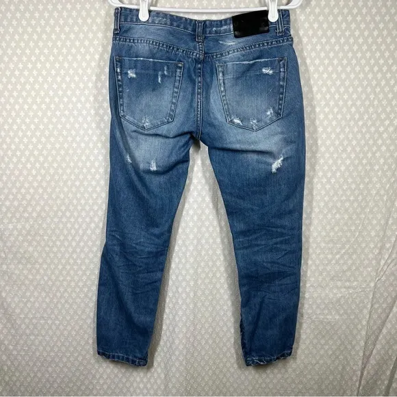 One Teaspoon Freebirds Low Rise Rigid Skinny Leg Distressed Grunge Jeans