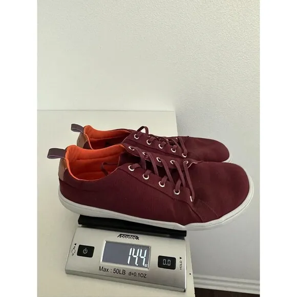 Origo Everyday Sneakers Barefoot Shoes Cotton Canvas Burgundy Red Zero Men's 10
