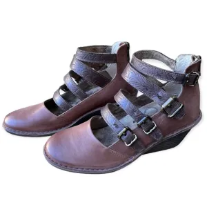 OTBT Acorn Biker Leather Wedge Shoes Sz 7.5M