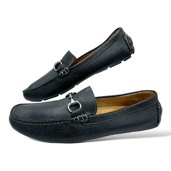 Oxford Brand Ramsey Black Pebbled Leather Horsebit Driving Shoe Sz 11