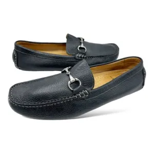 Oxford Brand Ramsey Black Pebbled Leather Horsebit Driving Shoe Sz 11