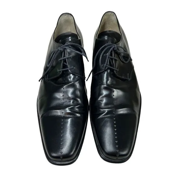 Pal Zileri Black Leather Derby Oxford Dress Shoes 44.5 / 11.5