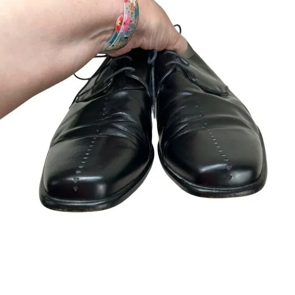Pal Zileri Black Leather Derby Oxford Dress Shoes 44.5 / 11.5