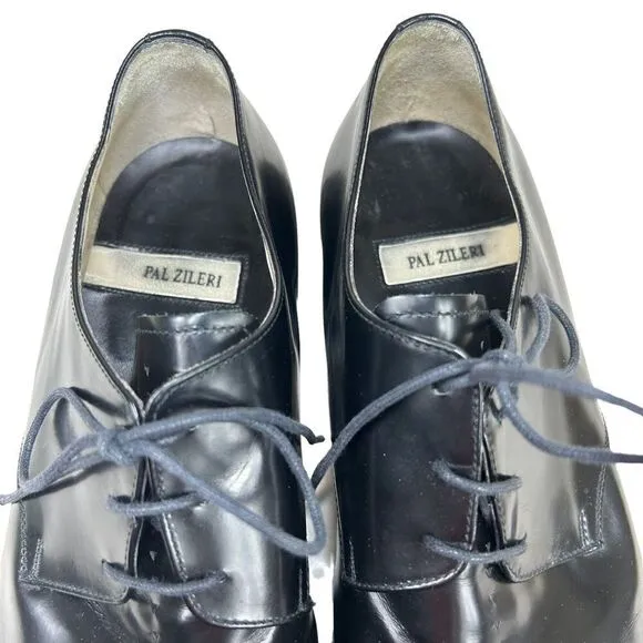 Pal Zileri Black Leather Derby Oxford Dress Shoes 44.5 / 11.5