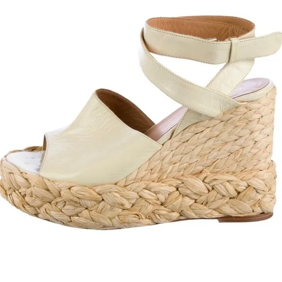Paloma Barceló Cream Espadrille Wedges with Ankle Strap