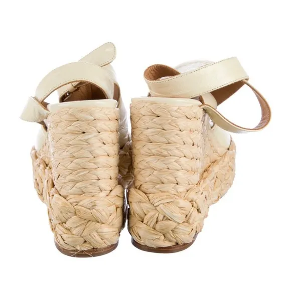 Paloma Barceló Cream Espadrille Wedges with Ankle Strap