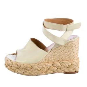 Paloma Barceló Cream Espadrille Wedges with Ankle Strap