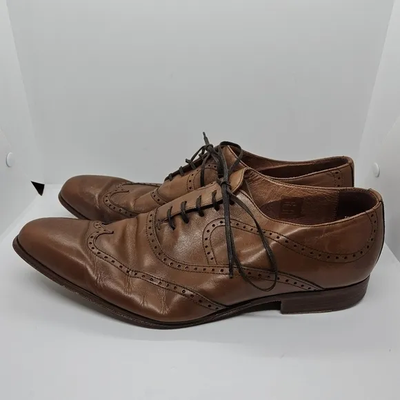 Paolo Sartori brown leather wingtip brogue dress shoes EU 44 made in Italy