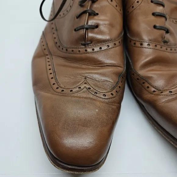 Paolo Sartori brown leather wingtip brogue dress shoes EU 44 made in Italy