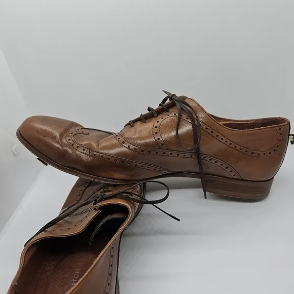 Paolo Sartori brown leather wingtip brogue dress shoes EU 44 made in Italy