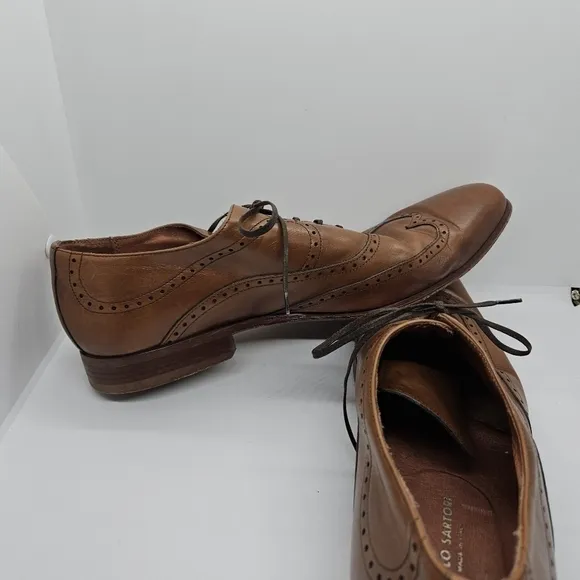 Paolo Sartori brown leather wingtip brogue dress shoes EU 44 made in Italy