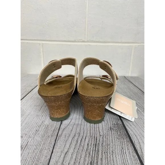 Papillio Dorothy Wedge Sandals Floral Khaki Adjustable Buckle Straps US10 Narrow