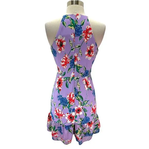 Parker Amina Floral Halter Hawaiian Mini Dress Lais Fleur Purple Womens Sz 2 NWT