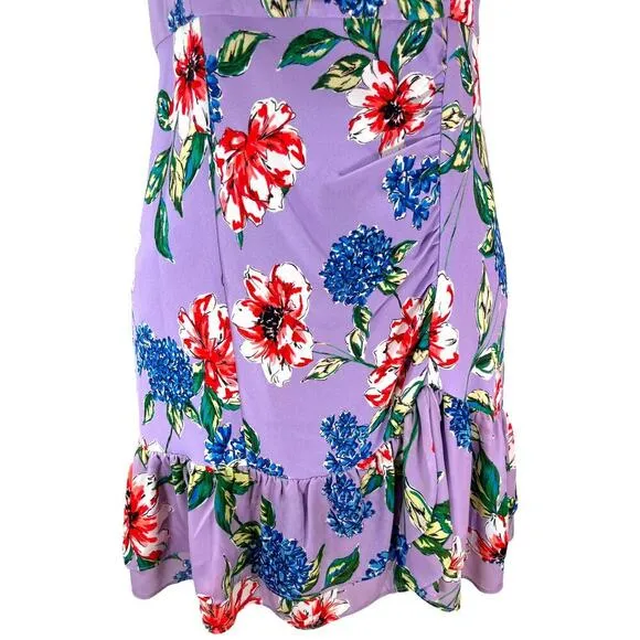 Parker Amina Floral Halter Hawaiian Mini Dress Lais Fleur Purple Womens Sz 2 NWT