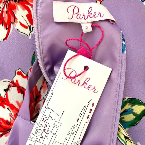 Parker Amina Floral Halter Hawaiian Mini Dress Lais Fleur Purple Womens Sz 2 NWT