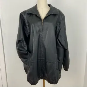 Passports Vintage 80’s Leather Jacket Size 18/ 20 Black Boyfriend Fit Classic