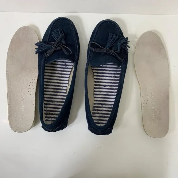 Patricia Green Blue Suede Tasseled Driving Moccasins Size 8