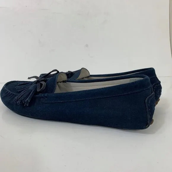 Patricia Green Blue Suede Tasseled Driving Moccasins Size 8