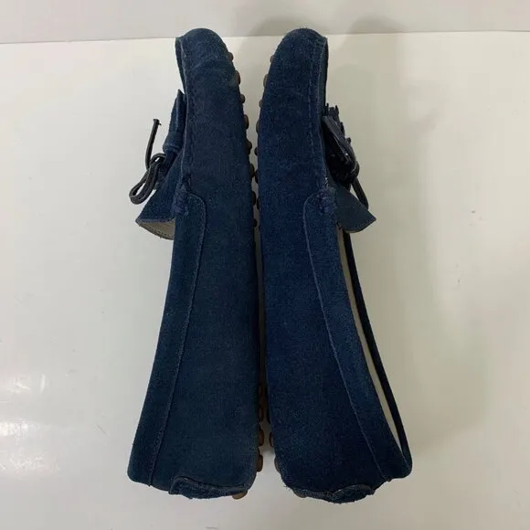 Patricia Green Blue Suede Tasseled Driving Moccasins Size 8