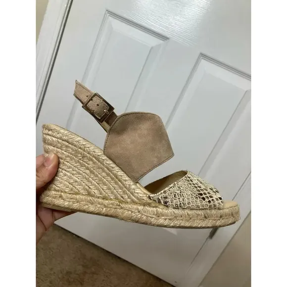 Patricia Green snake print espadrille wedges sz 7