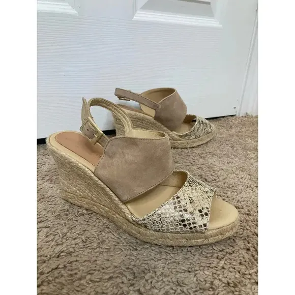 Patricia Green snake print espadrille wedges sz 7