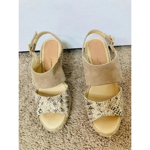 Patricia Green snake print espadrille wedges sz 7