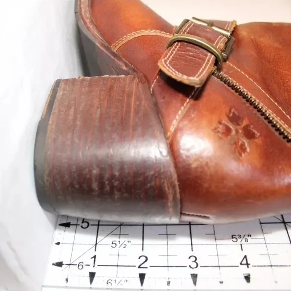 Patricia Nash Womens 7 Brown Leather Harness Booties Biker Boots RARE FIND.