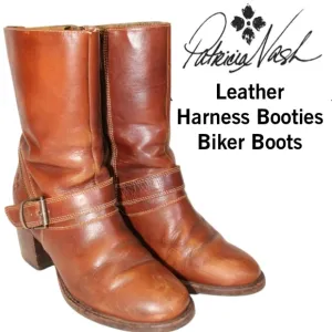 Patricia Nash Womens 7 Brown Leather Harness Booties Biker Boots RARE FIND.