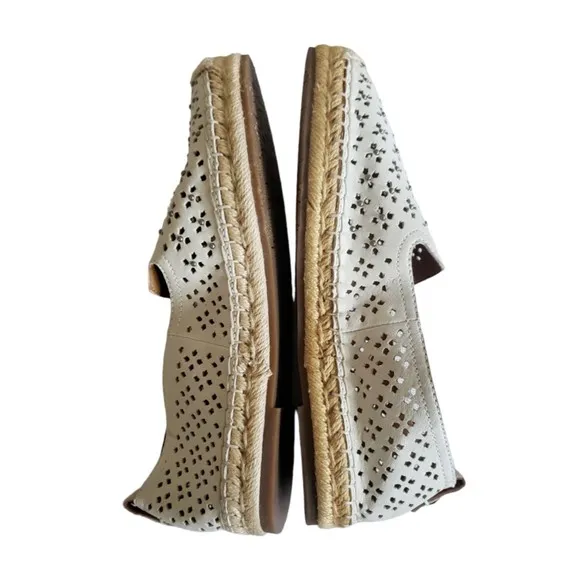 Patricia Nash Women's Elena Espadrille Flats White Leather Size 10M NEW
