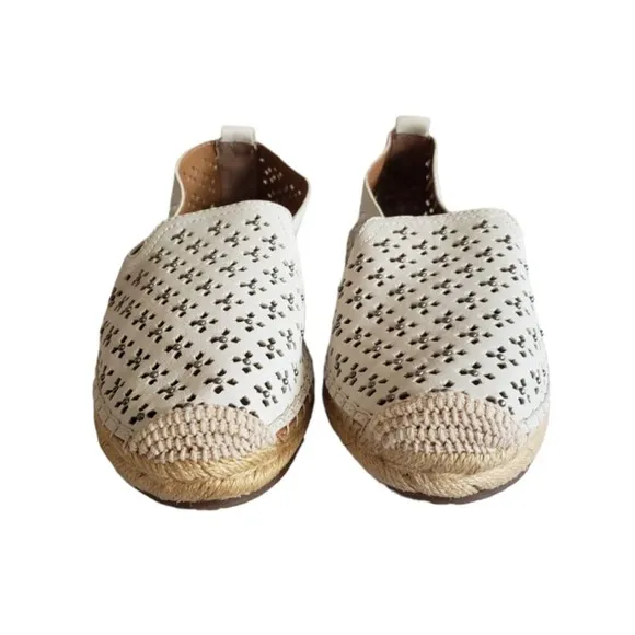 Patricia Nash Women's Elena Espadrille Flats White Leather Size 10M NEW