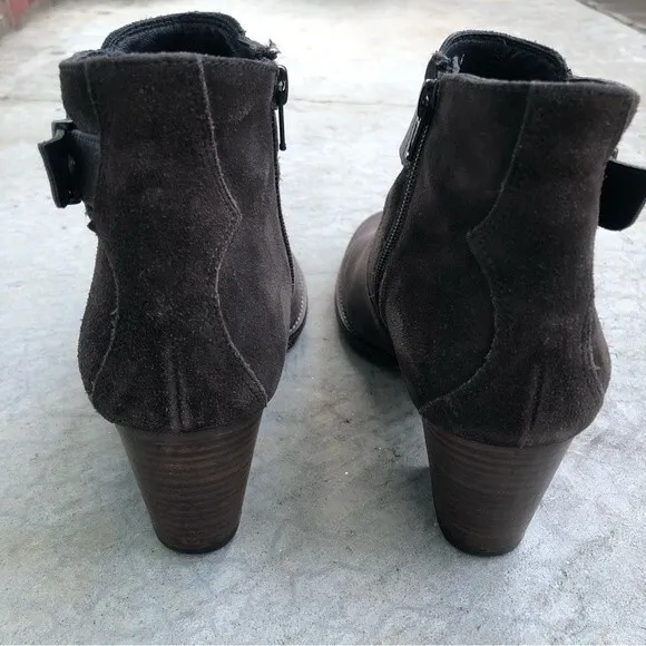 Paul Green Ankle Boots Booties Brown Suede Heeled Size UK 6.5 US 9