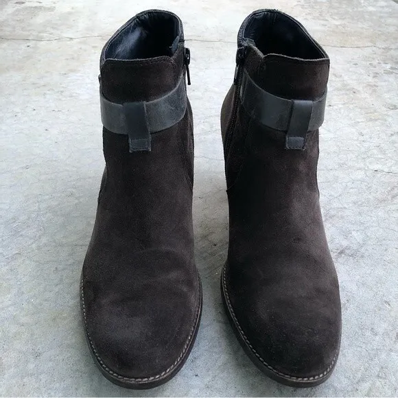 Paul Green Ankle Boots Booties Brown Suede Heeled Size UK 6.5 US 9