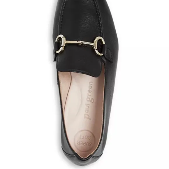 Paul Green Black and Gold Flats with Signature Horsebit