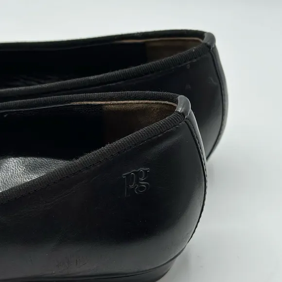 Paul Green Black Leather Ballet Flats with Bow Tie Size 6.5
