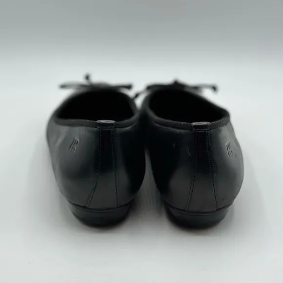 Paul Green Black Leather Ballet Flats with Bow Tie Size 6.5