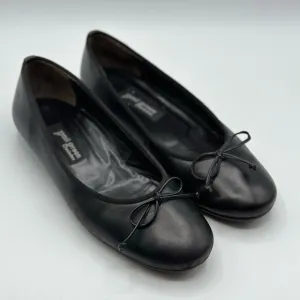 Paul Green Black Leather Ballet Flats with Bow Tie Size 6.5