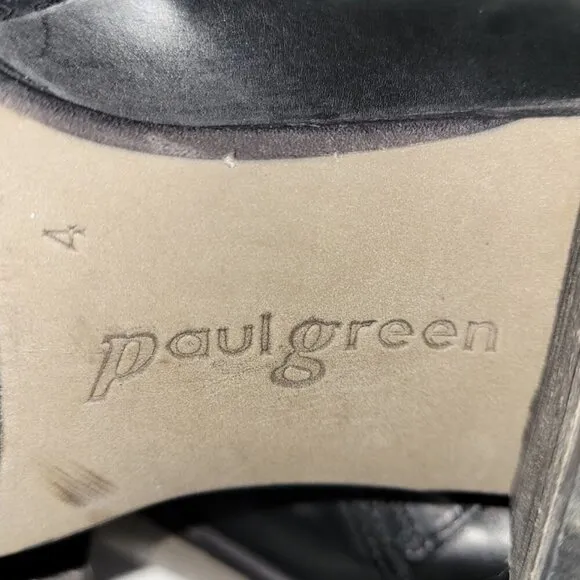 Paul Green Boots Soho Moto Silver Studded Black Leather Buckle Booties SZ US 6.5
