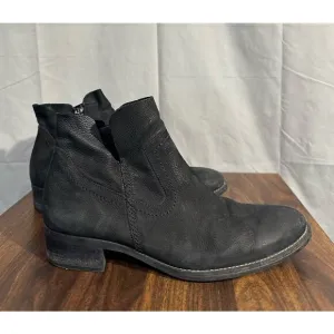 Paul Green Boots Women 7.5 Black Boston Bootie Ankle Nubuck Leather Flat Comfort