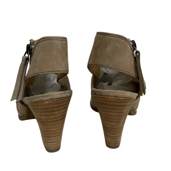 Paul Green Cayanne Leather Peep Toe Sandal Stone Tan Bootie Size UK 5 US 7.5