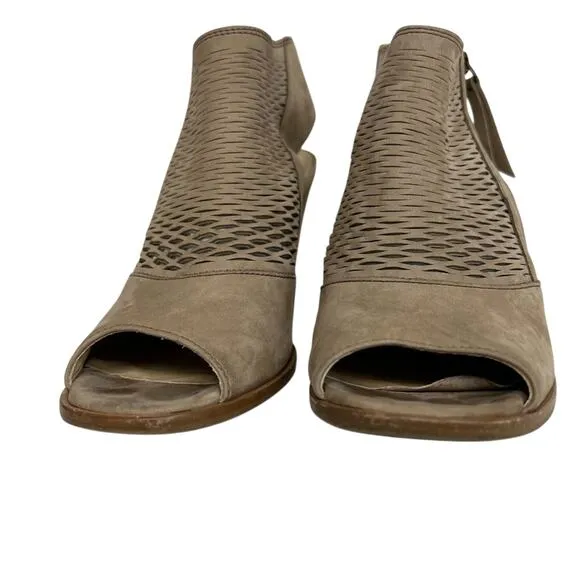 Paul Green Cayanne Leather Peep Toe Sandal Stone Tan Bootie Size UK 5 US 7.5